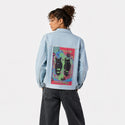blackcats patch on female og denim jacket in oceanside