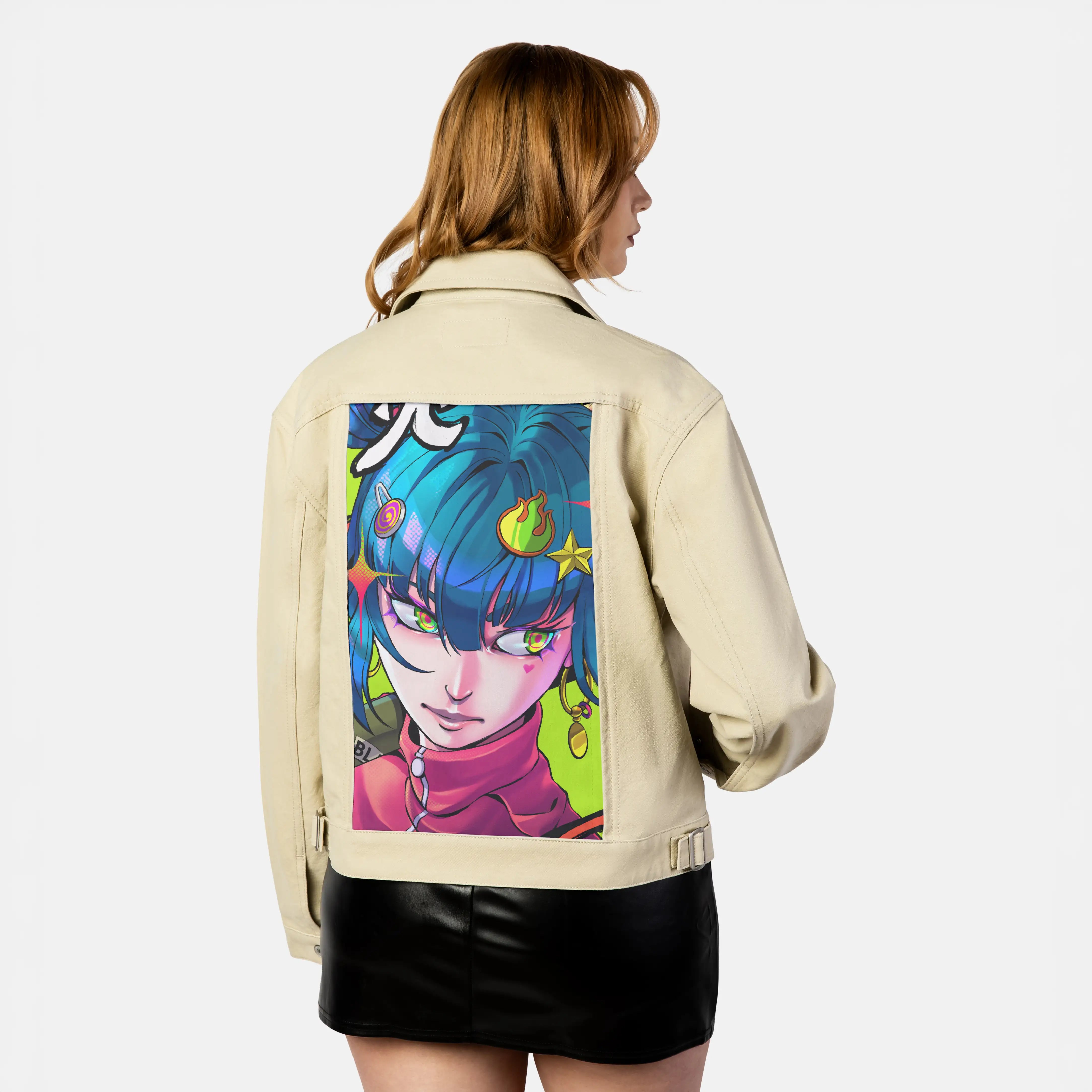 blaze patch on female atelier canvas jacket in tan