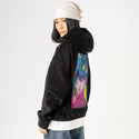 blaze patch on female retro cord hoodie in onyx