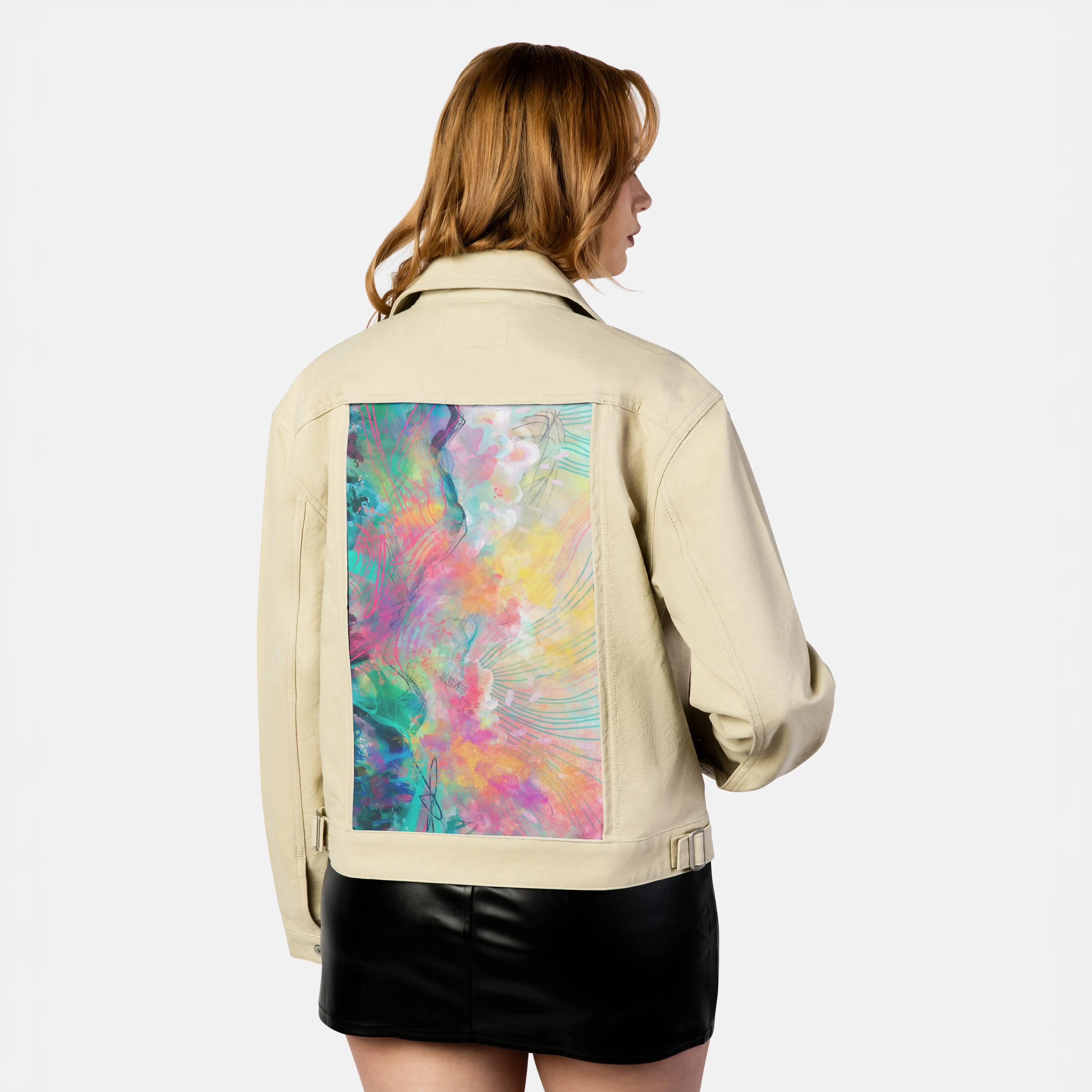 blissful patch on female atelier canvas jacket in tan