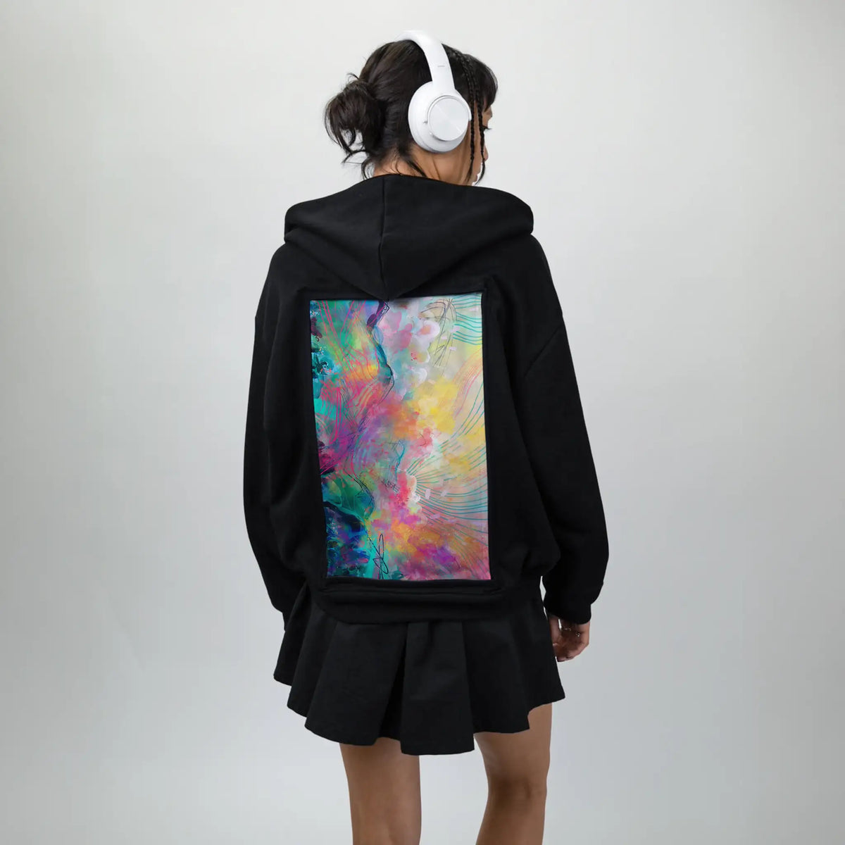 blissful patch on female essential zip hoodie in after hours