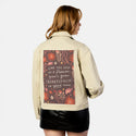 bloom patch on female atelier canvas jacket in tan