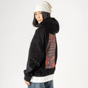 bloom patch on female retro cord hoodie in onyx