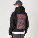 bloom patch on male retro cord hoodie in onyx