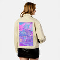 blossomcity patch on female atelier canvas jacket in tan