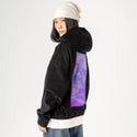 blossomcity patch on female retro cord hoodie in onyx