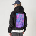 blossomcity patch on male retro cord hoodie in onyx