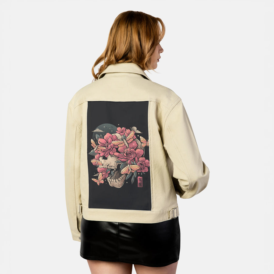 blossomgrave patch on female atelier canvas jacket in tan