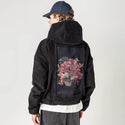 blossomgrave patch on male retro cord hoodie in onyx