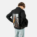 blurst patch on male og denim jacket in raven