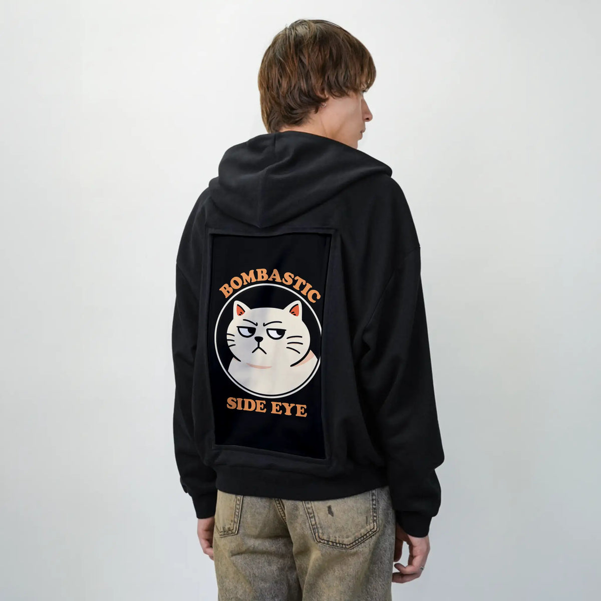 bombastic patch on male essential zip hoodie in after hours