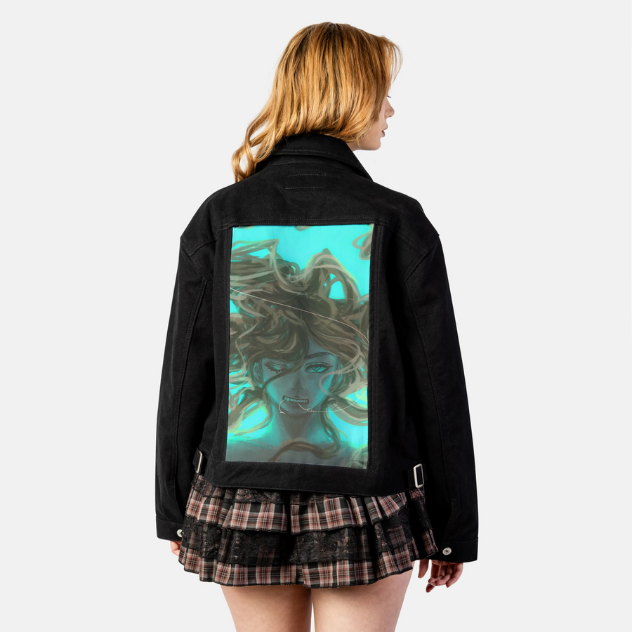 bond patch on female atelier canvas jacket in nightfall