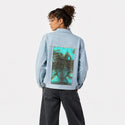 bond patch on female og denim jacket in oceanside