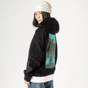 bond patch on female retro cord hoodie in onyx