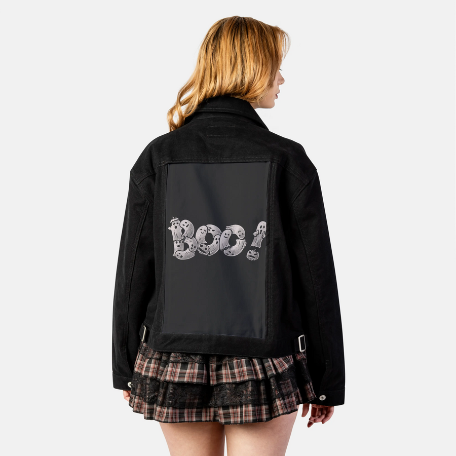 boo patch on female atelier canvas jacket in nightfall