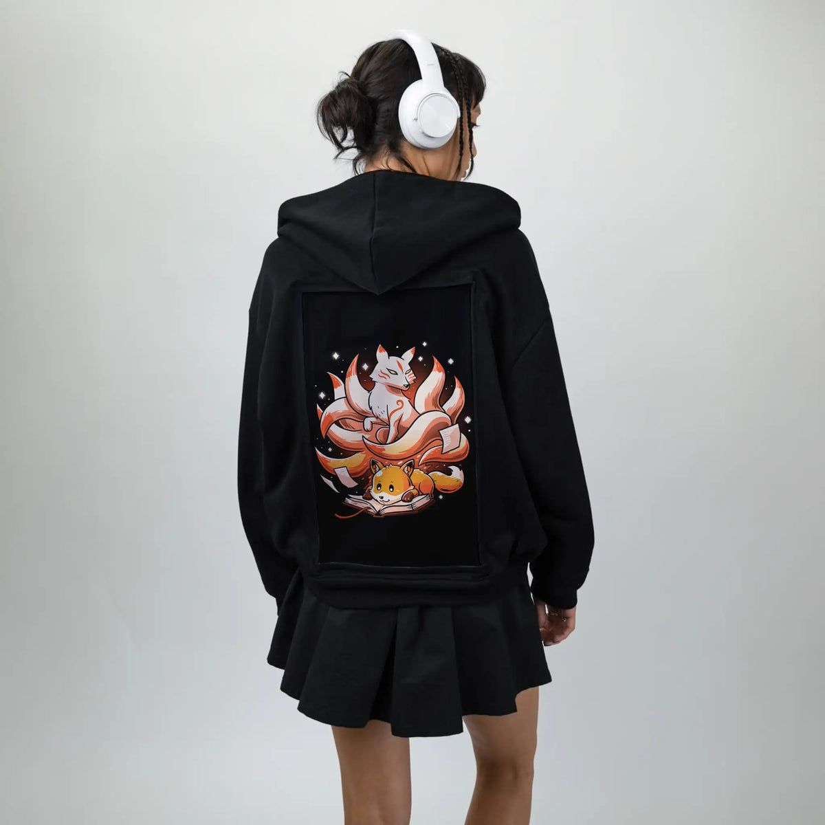 bookspirit patch on female essential zip hoodie in after hours