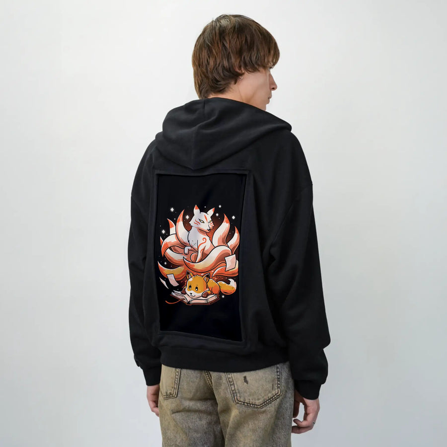 bookspirit patch on male essential zip hoodie in after hours