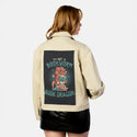 bookwormdragon patch on female atelier canvas jacket in tan