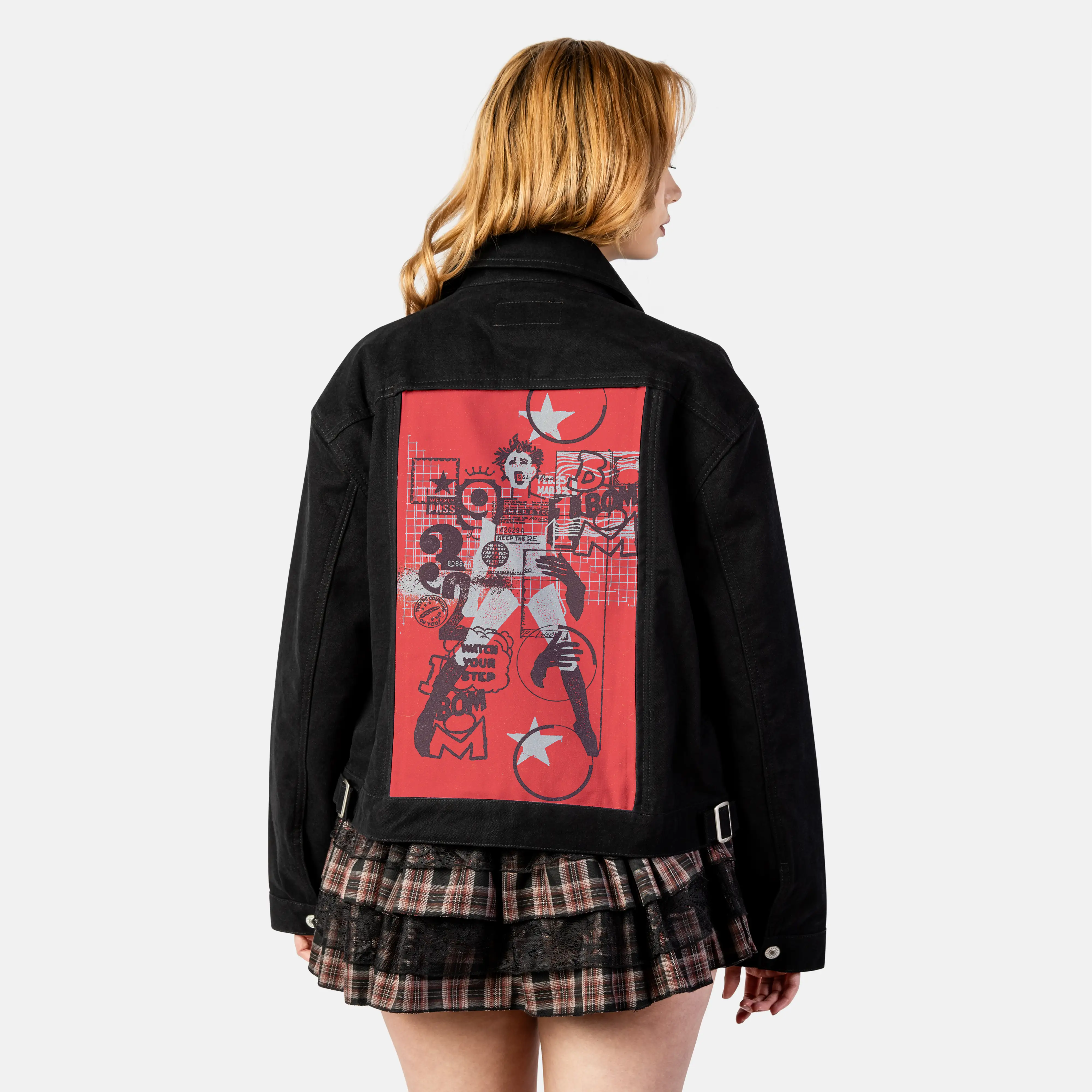 boom patch on female atelier canvas jacket in nightfall