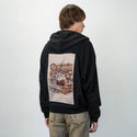 borntoexplore patch on male essential zip hoodie in after hours