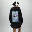borntosparkle patch on female essential zip hoodie in after hours