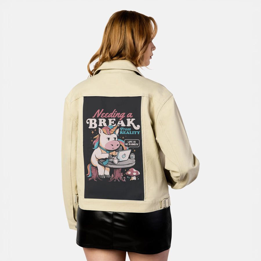 breakfromreality patch on female atelier canvas jacket in tan