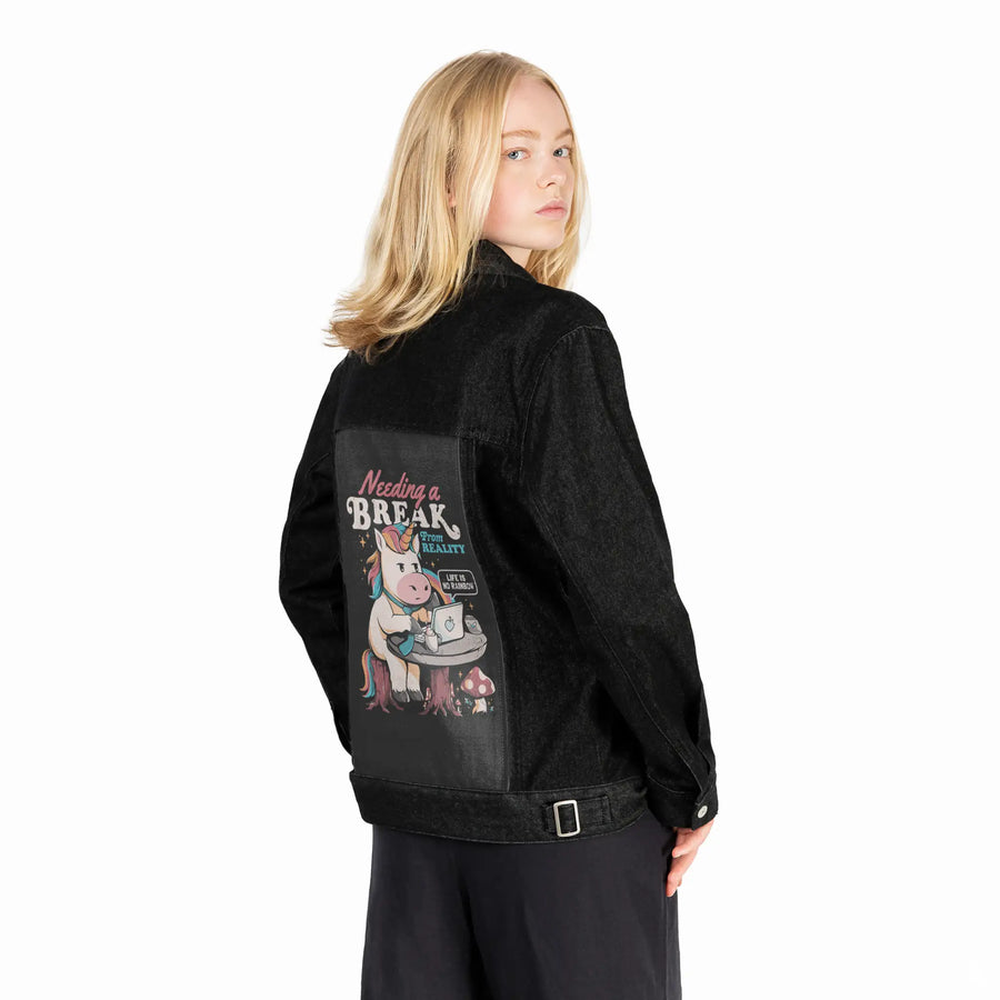 breakfromreality patch on female og denim jacket in raven