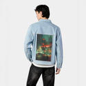 breathe patch on male og denim jacket in oceanside