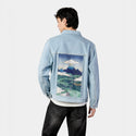 breathofukiyoe patch on male og denim jacket in oceanside
