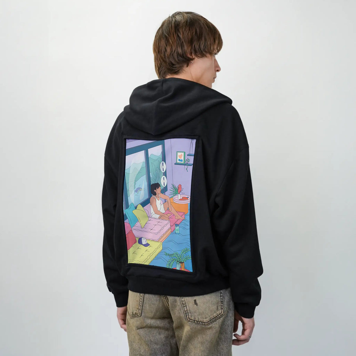 bretmanrock patch on male essential zip hoodie in after hours