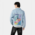 bretmanrock patch on male og denim jacket in oceanside