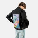 bretmanrock patch on male og denim jacket in raven