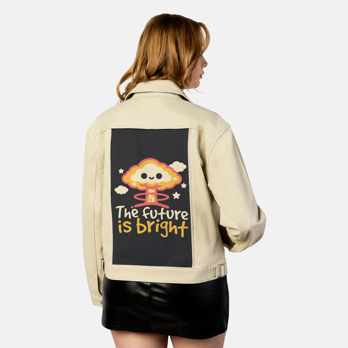brightfuture patch on female atelier canvas jacket in tan