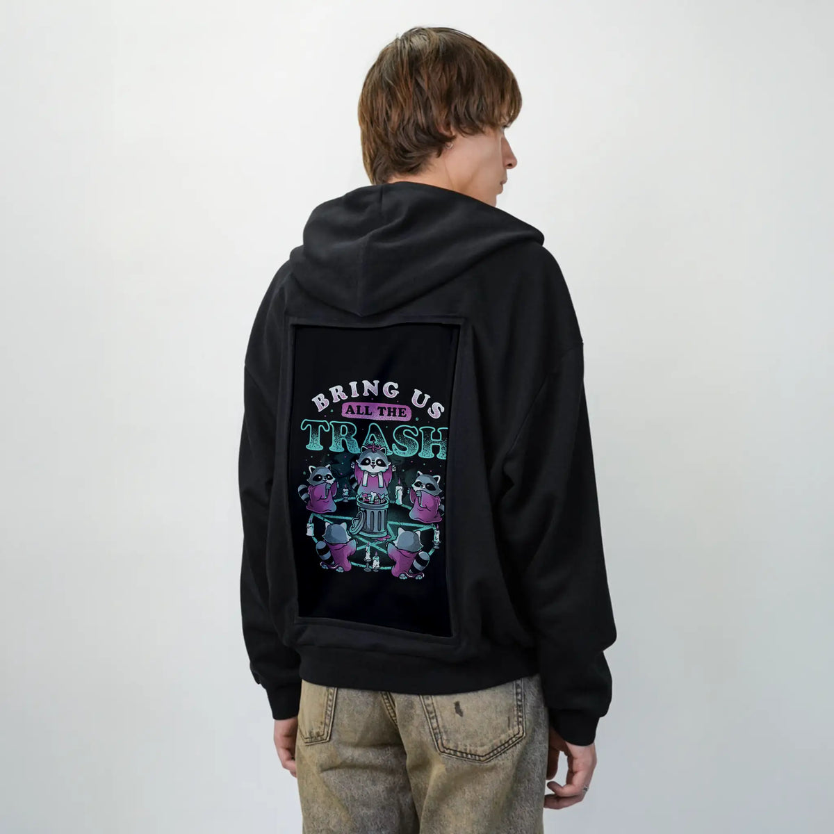 bringusallthetrash patch on male essential zip hoodie in after hours