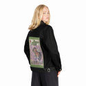 brownsugar patch on female og denim jacket in raven