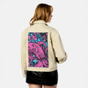 bubblegumkraken patch on female atelier canvas jacket in tan