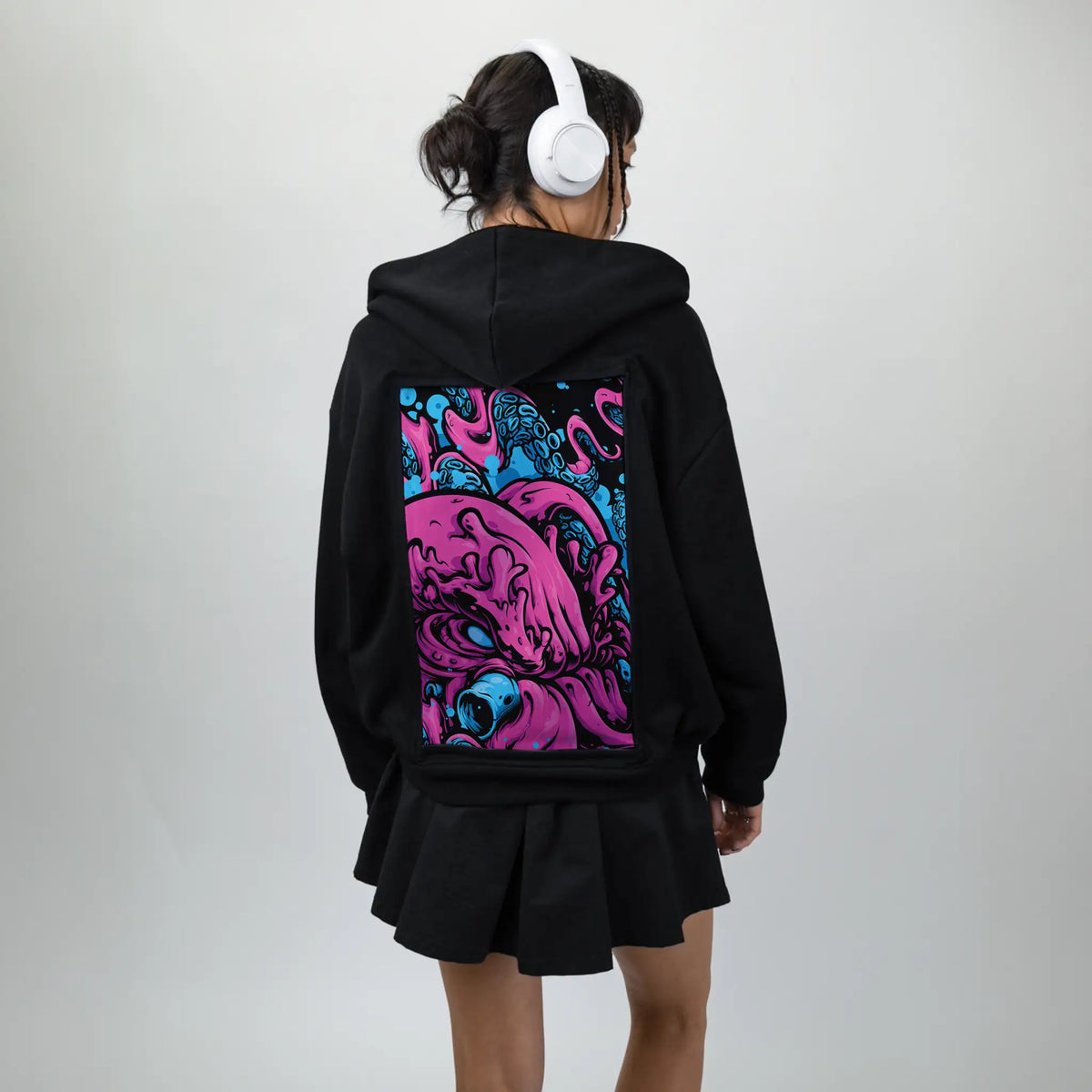 bubblegumkraken patch on female essential zip hoodie in after hours