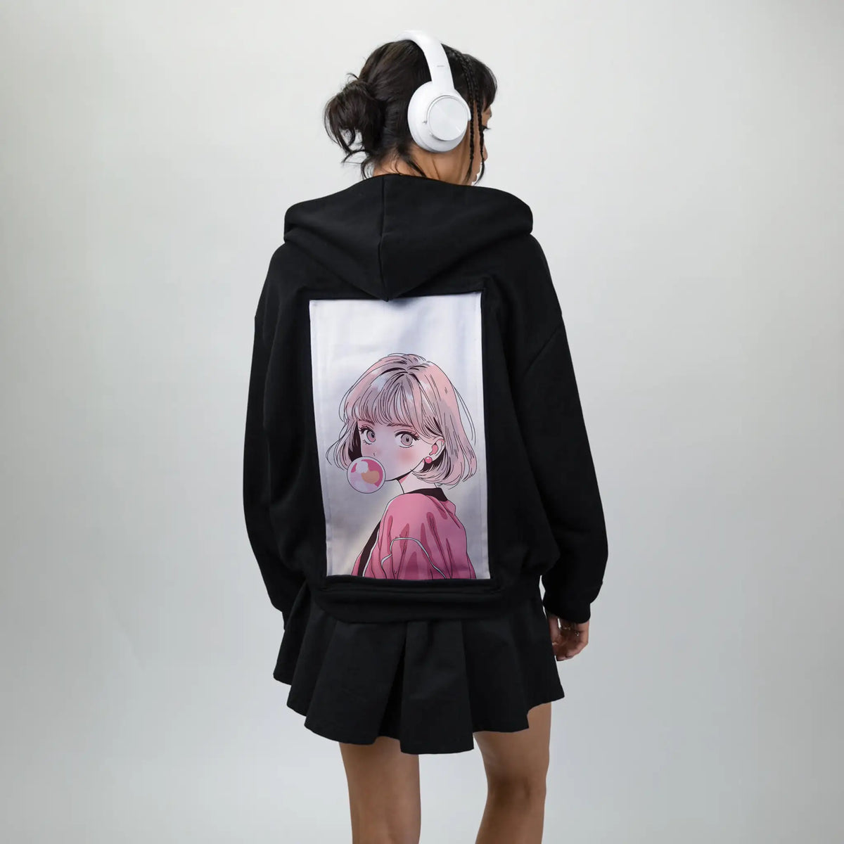 bubblegumlove patch on female essential zip hoodie in after hours
