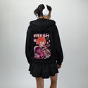 bubbleteageisha patch on female essential zip hoodie in after hours