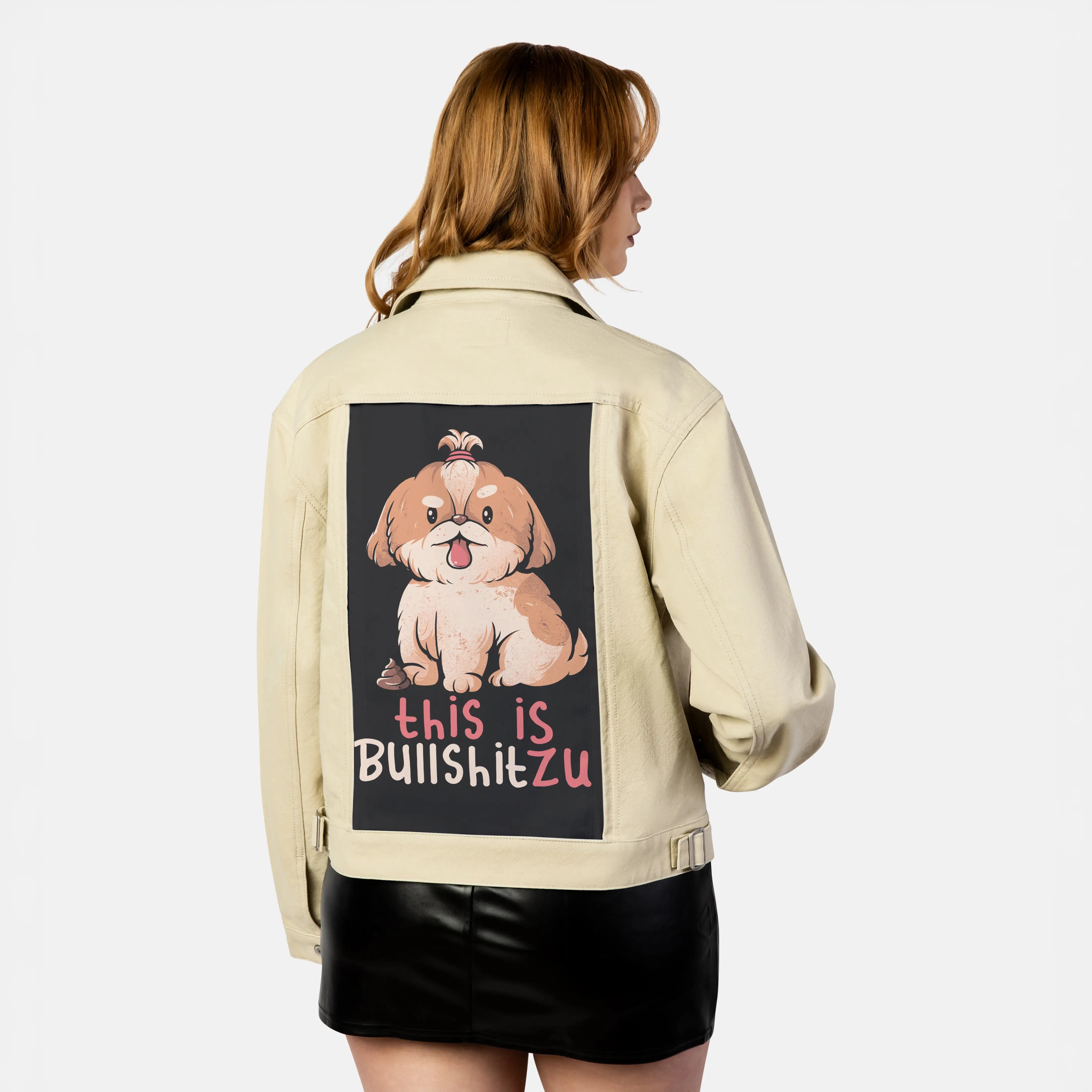 bullshitzu patch on female atelier canvas jacket in tan