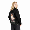 bullshitzu patch on female og denim jacket in raven