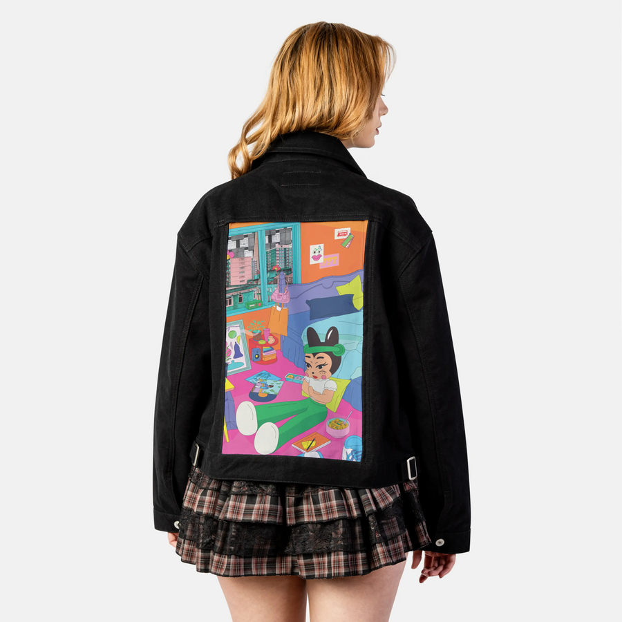 bunnyathome patch on female atelier canvas jacket in nightfall