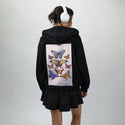 butterflies patch on female essential zip hoodie in after hours