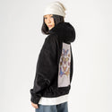 butterflies patch on female retro cord hoodie in onyx
