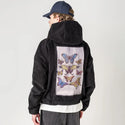 butterflies patch on male retro cord hoodie in onyx