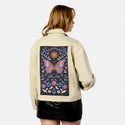 butterflykaleidoscope patch on female atelier canvas jacket in tan