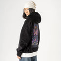 butterflykaleidoscope patch on female retro cord hoodie in onyx