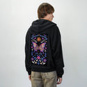 butterflykaleidoscope patch on male essential zip hoodie in after hours