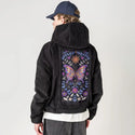 butterflykaleidoscope patch on male retro cord hoodie in onyx