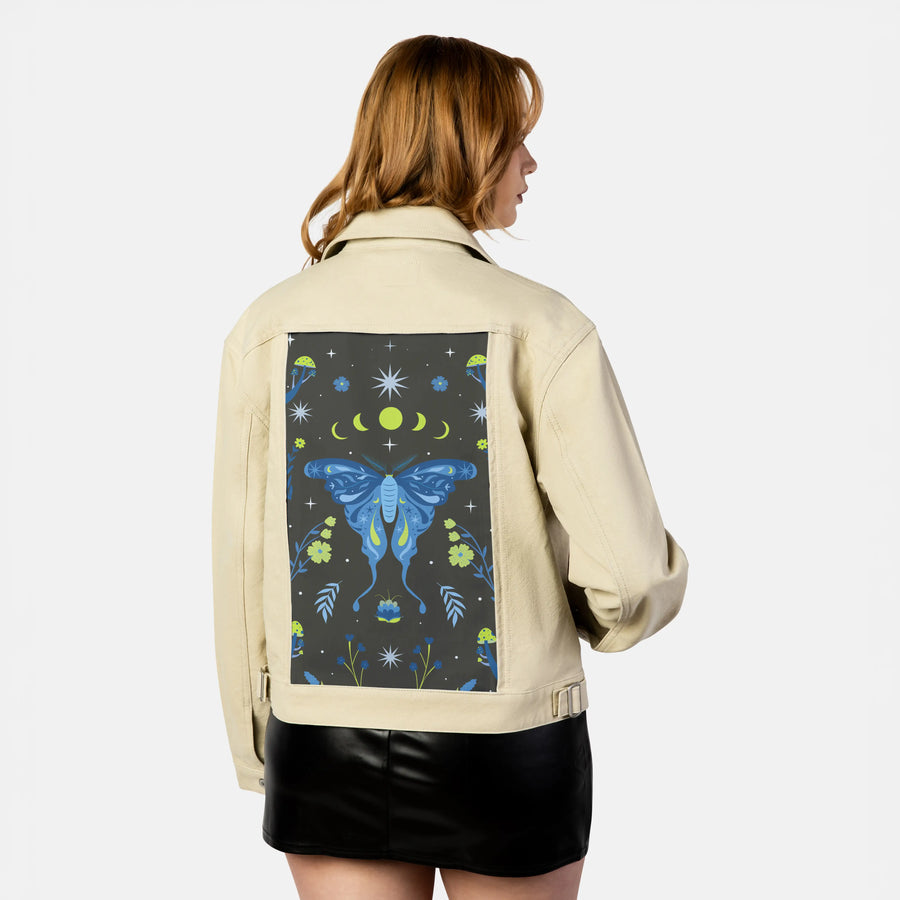 butterflyphase patch on female atelier canvas jacket in tan
